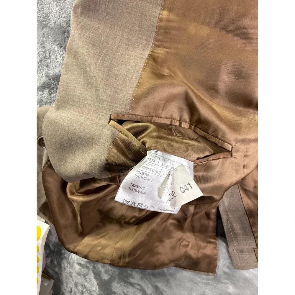 Canali 13290/37 Suit Size 48 Brown Flat Front Full Set Italy Designer